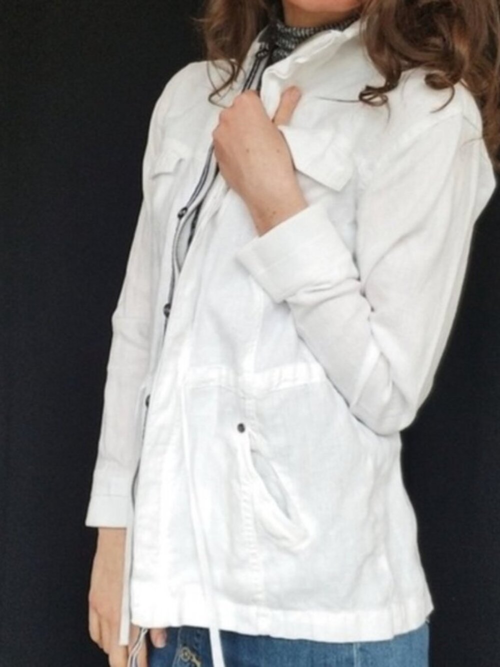 Michael Stars White 100% Linen Anorak Jacket Size M